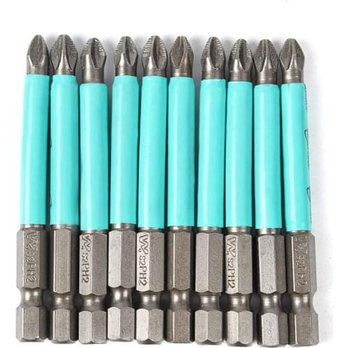 10pcs Ph2 70mm Impact Phillips Power Insert Bits Anti Slip Magnetic Electric Screwdriver Bits Head Driver Bit For Impact Drivers