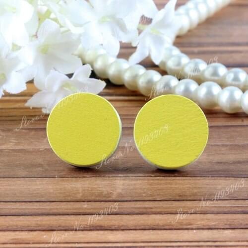 16mm Yellow Round High Quality Image Wood Laser Cut Cabochon to make Rings, Earrings, Bobby pin,Necklaces, Bracelets