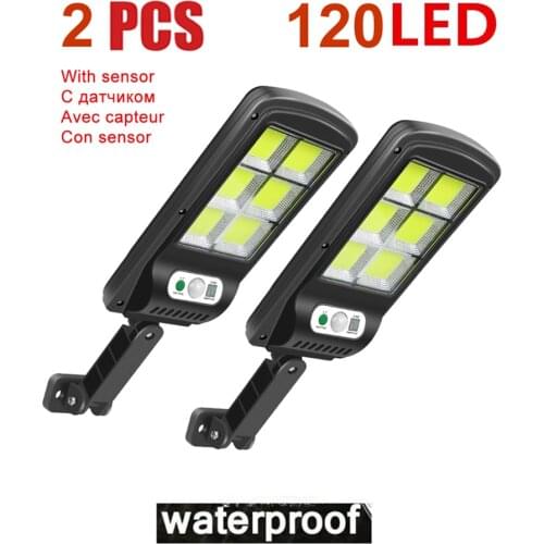 2pcs tabular oblong 100 LED Solar Light Outdoor Waterproof Solar Powered Lamp PIR Motion Sensor Street Garden Décor lighting 3 M