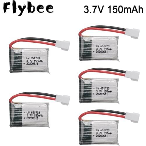 5pcs/lot 3.7v 150mah Drone Battery For H8 For Syma x2 for Nihui U207 For Eachine E010 Battery RC Quadcopter Spare Parts
