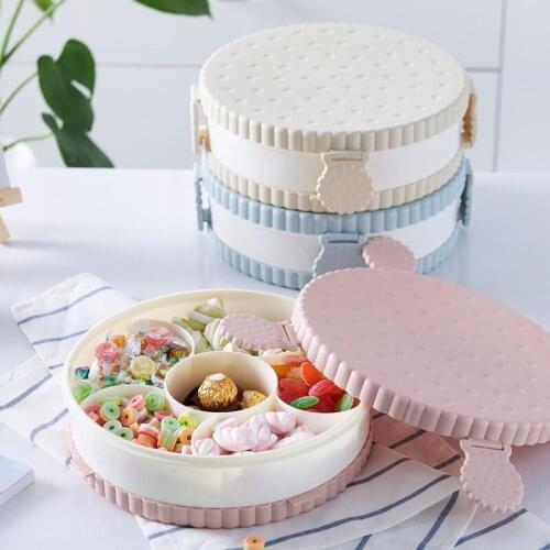 5/6 Grids Plastic Storage Box with Lid Candy Nuts Organizer Snacks Container Desktop Food Storage For Wedding Home Party