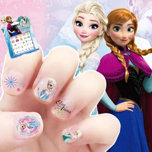 5 Pcs Frozen Princess Elsa Anna Makeup Nail Stickers Toys Disney Snow White Sophia Mickey Minnie Kids Cartoon Toys