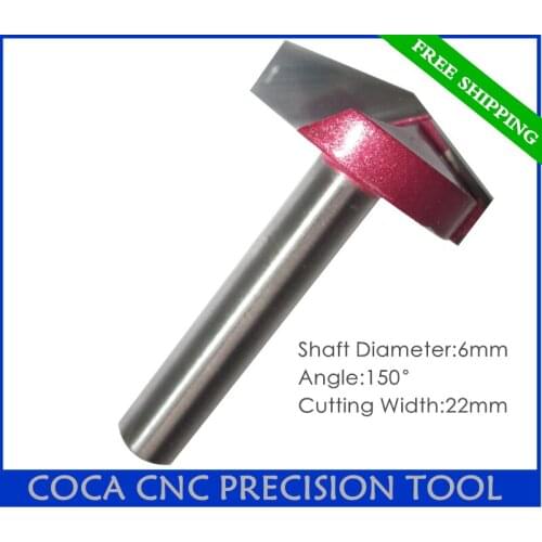 6mm*22mm*150Degree,Freeshipping woodworking CNC router bit,Solid carbide end milling cutter,3D bit,Tungsten steel end mill