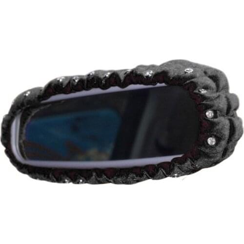 Accessories Car Decor Quick Install Plush Elastic With Shiny Rhinestones Easy Clean Portable Rearview Mirror Cover Pratical