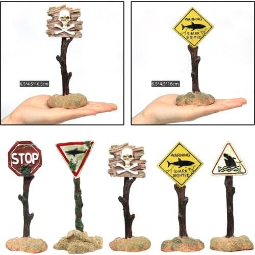 Shark Warning Board Aquarium Decor Ornaments, Warning Sign Sunken Rock, Resin Fish Tank Landscape Decorations