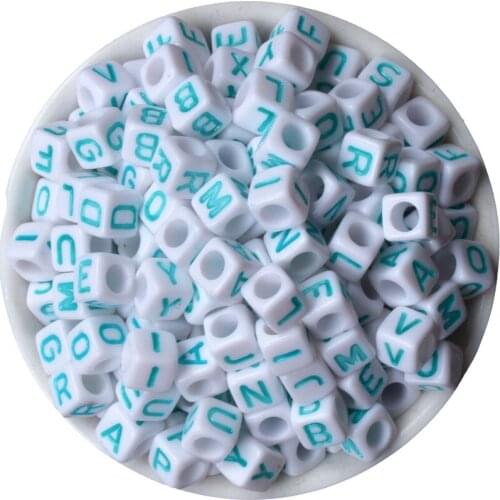 Free Shiping Fashion White Colorful Alphabet Acrylic DIY Loose Cube Letter Beads 6x6mm 200 pieces
