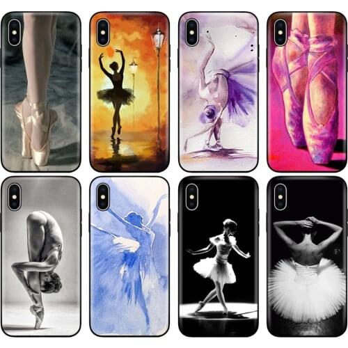Black tpu case for iphone 5 5s SE 2020 6 6s 7 8 plus x 10 case silicone cover for iphone XR XS 11 pro Max Ballet Ballerina Shoes