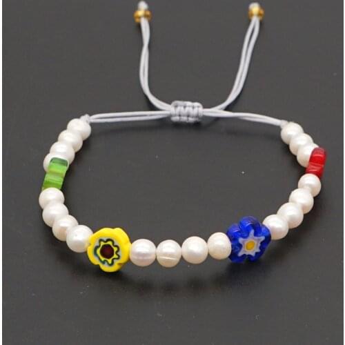 Go2boho Freshwater Pearl Braclet For Women Jewelry Trendy Millefiori Glass Beads Bracelets Boho Jewellery Friendship Bracelet