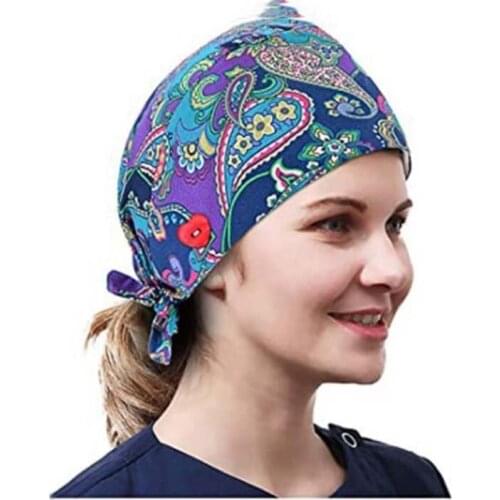 Surgical Cap Heart-shaped Button European And American Unisex Dental Beauty Nurse Cap Printed Baotou Dust Cap gorro enfermera