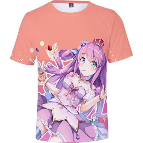 HOLOLIVE VTuber Himemori Luna 3D Spring Summer Preppy Style Men/Women Street Clothes T-shirt Youthful Kawaii Retro Innovation