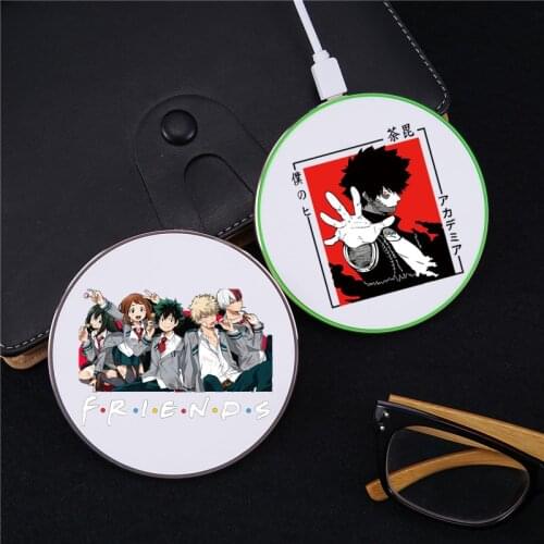 JAMULAR Cute My Hero Academia Qi Wireless Charger For iPhone 12 11Pro 8 XR XS Max 10W Fast Charging For Airpods 2 1 USB Desk Pad
