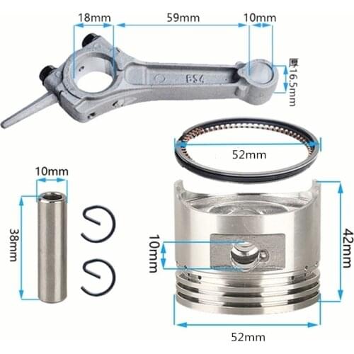 Piston+Conrod Kit (with Piton,Ring,clip,pin,Connecting Rod) for 152F 2.5HP 97CC Gasoline Engine,1KW Parts
