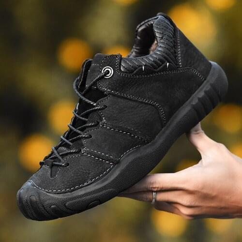 Genuine Leather Men Climbing Spring Autumn Ankle Footwear Rubber Non Slip Shoes Casual Outdoor Sneakers Men Shoes Hiking Shoes