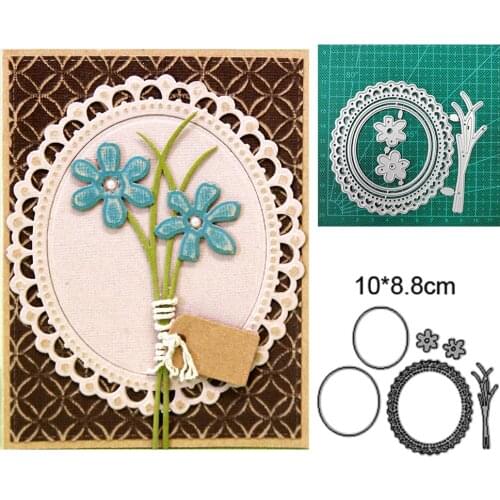 Round border and floral background metal cutting diy photo album scrapbook card making embossing template decoration mold