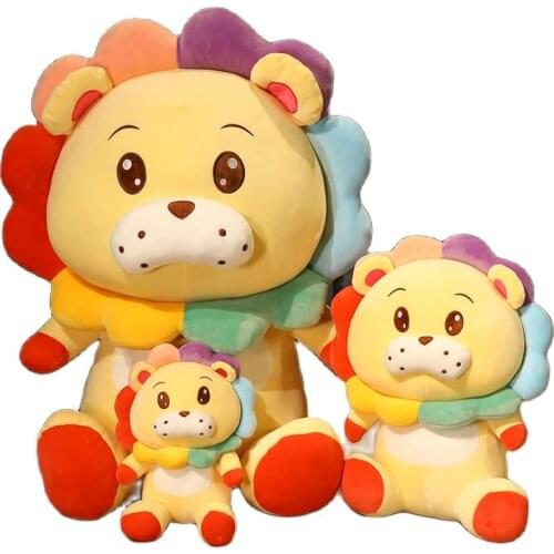 4 Size 25 / 40 / 55 / 65cm Rainbow Lion Doll Plush Toys Stuffed With Padded Pillows For Childrens Birthday and Christmas Gifts