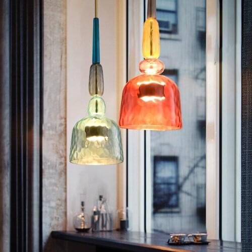Nordic Color Candy Pendant Lights Modern Living Room Bedroom Childrens Room Single Head Glass Hanging Lamps Home Decor Fixtures