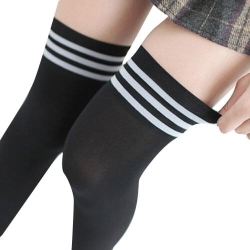 Mini Women Girls Fashion Japanese College Style Stockings Korean style Lolita Opaque Over-knee Sexy Stockings black/white