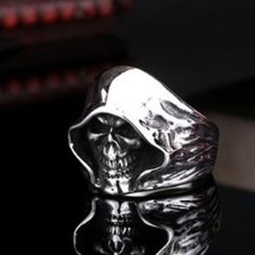 Fashion Retro Locomotive Gothic Casting Death Skull Fashion Punk Ring mens ring wholesale jewelry glow gothic