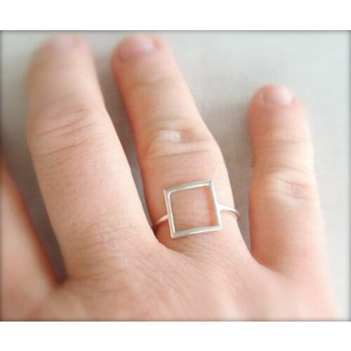 Fashion Open Square ring, Geometric Square ring,Hollow ring