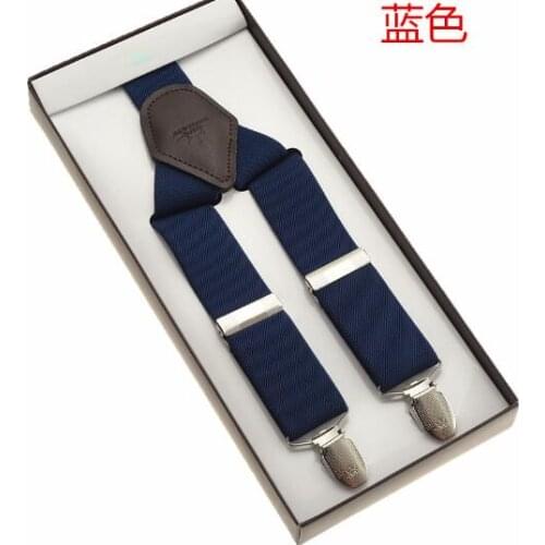 105cm Genuine leather Men suspenders Three clip strap