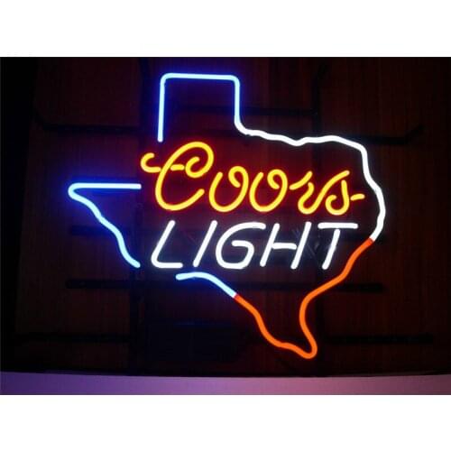 NEON SIGN For COORS LIGHT TEXAS SIGN Signboard REAL GLASS BEER BAR PUB display christmas Light Signs 17*14"