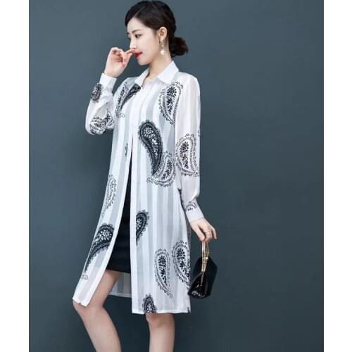 New 2021Sun Protection Clothing Women Long Sleeve Thin Coat Summer Mid Long Shawl Outside Cardigan High-End Printed Female Top