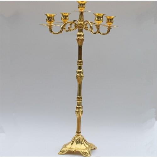 New arrival 83cm shiny Golden plated centerpiece candelabra, zinc alloy metal candle holder for wedding, events or party use