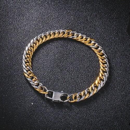 Oulai777 mens bracelet on hand stainless steel hip hop charm bracelets big gold chains bracele homme gifts for men Accessories
