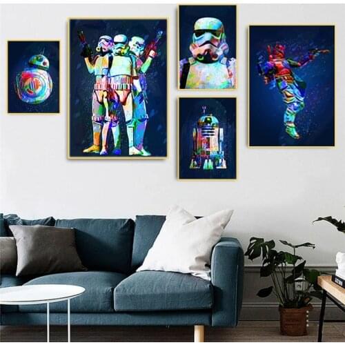 Star Wars Darth Vader Master Yoda Poster Canvas Painting Character Hero Movie Print Mural Art Home Decor Childrens Room Cuadros