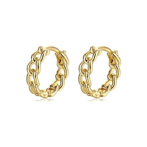 Womens Minimalist Twist Chain Tiny Hoop Earrings Copper Hollow Chain Design Golden/White Small Huggie Piercing Earring Gifts