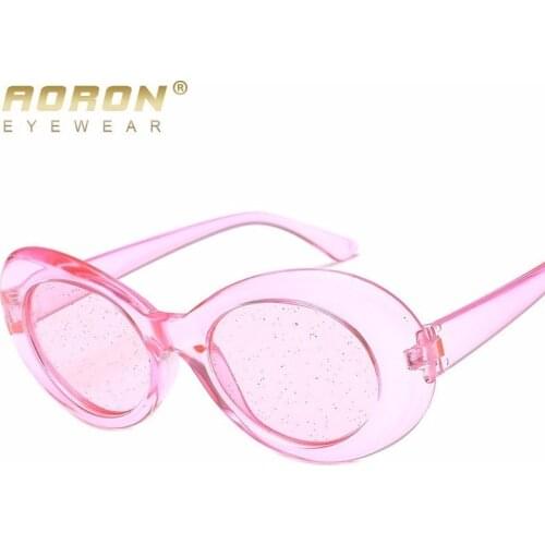 Trending Candy Colors Women Oval Sunglasses Fashion Men Glitter Transparent Red Yellow Green Purple Glasses UV400