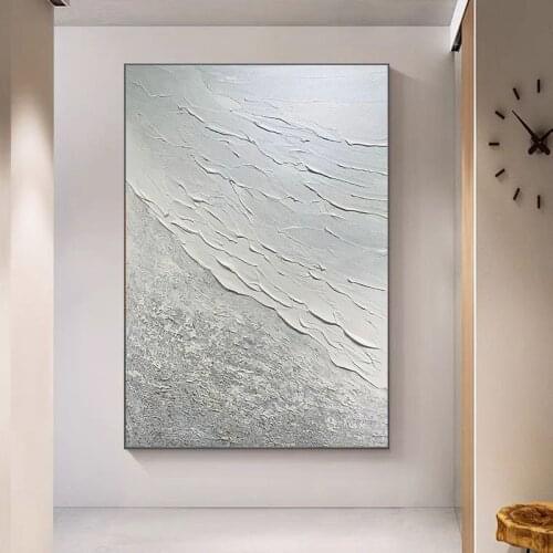 Modern painting handmade White Abstract Art Canvas Oil Paintings Office Home Bedroom Decoration For Living Room Bedroom No Frame