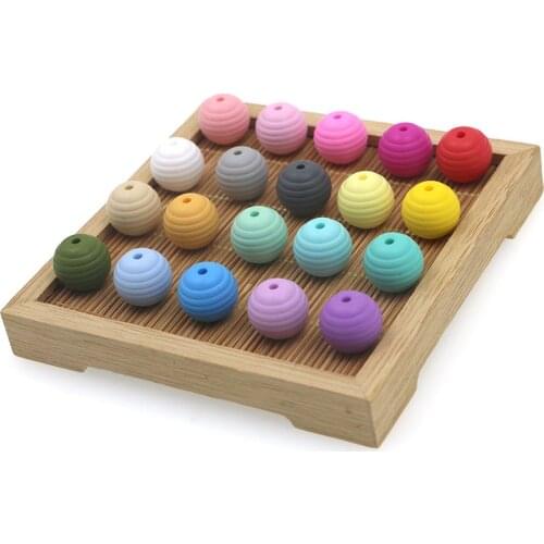 Kovict Spiral Round Silicone Teething Beads 15mm 20/30 Pcs BPA Free DIY Food Grade Necklace Accessories Chewable Nursing Toys