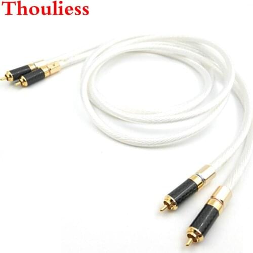 Thouliess Pair HIFI RCA Cable Audio Cable 7N OCC Silver Plated Interconnect Cable With Carbon Fiber Gold Plated RCA