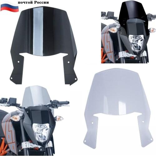 Windshield Motorcycle Windscreen Wind Deflector Protector for KTM Duke Enduro R 690 2012 2013 2014 2015 2016 2017 2018 Smoke Blk