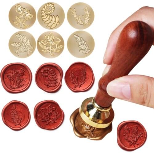 Vintage Wax Seal Stamp Head Flowers Scrapbooking Stamps Copper Head Retro DIY Sealing Wax Kits Greeting Card Decor