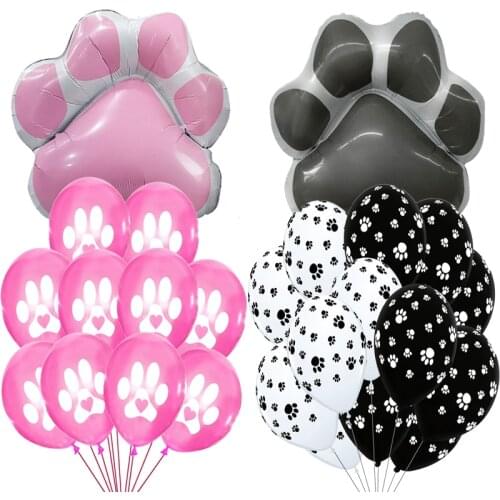 Dog or Cat Balloons Pink Black Pet Baby Boy Girl Paw Pets Baby Animals Balloons Banner Happy Birthday Patroled Party Decoration