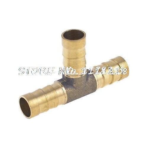 Air Pneumatic 10mm to 10mm T Design Brass Quick Joint Fittings Gold Tone