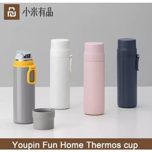 Xiaomi Youpin Fun Home Thermos Cup 24h Super Lock Temperature 316 Stainless Steel Mirror Liner One Cover Dual Purpose Portable