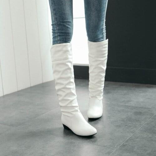 Ankle boots lace women heels Womens Winter Knee High High Tube Flat Heels Riding Boots