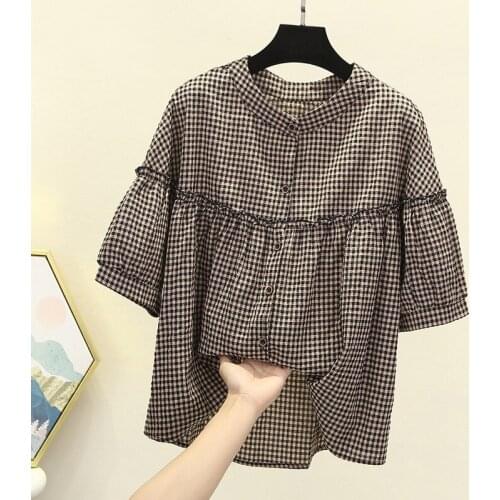 Women Korean Plaid Shirts 2021 Chic Ladies Streetwear Loose Shirt Female Outfit Girls Top Long Sleeve Z19