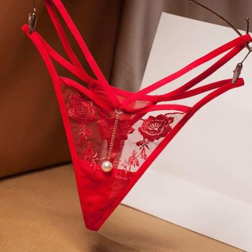 Floral Lace Embroidery Women Thong Sexy Panties Hollow Out Transparent G-strings Exotic Underwear Tangas Erotica Mujer Sexi