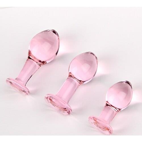 Female Pink Glass Vagina Masturbator G-spot Dildos Butt Anal Plug For Women Men Crystal Prostate Massager Sex Toys Adult Product
