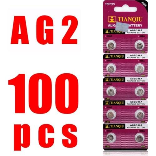 YCDC 1.55V 100pcs AG2 Alkaline Batteries 396A LR726 SR726W SR59 Coin Cell Button Battery Single Use For Watch Remote Laser Pen