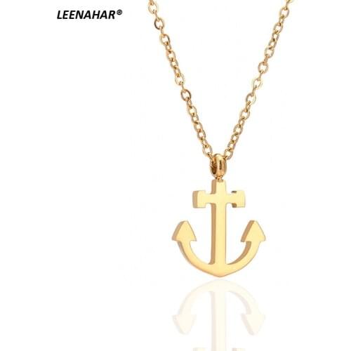 1PC Hot Tiny Friendship Anchor Pendant Chain Necklace Gold Plated Stainless Steel Anchor Sailor Necklaces Sea Boat Jewelry