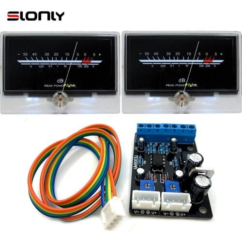 2pcs P-134 Golden Voice Audio VU Meters with 1pcs Driver Board Amp Power Discharge Flat Level After Stage DB Head w/Backlight