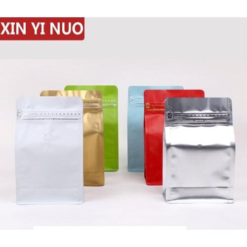 20pcs 0.5 pound Coffee Bean Packaging Bags With Air Valve Aluminum Foil Self Sealing Stand Up Pouch