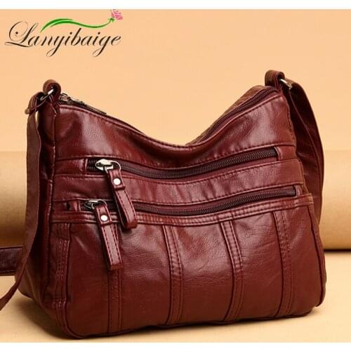2021 Retro Soft Leather Ladies Shoulder Packet Luxury Handbag Female Pack Designer High Quality Solid Color Casual Bag