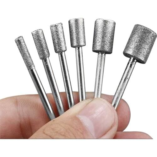 5Pcs/set Diamond Cutting Grinding Head Mounted Points Bit 3/4/5mm Shank Jade Stone Carving Polishing for Dremel Rotary Tools