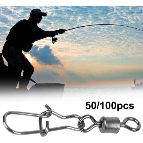 50/100Pcs Swivel Fishing Connector Stainless Steel Hook Fast Rolling Clip Snaps